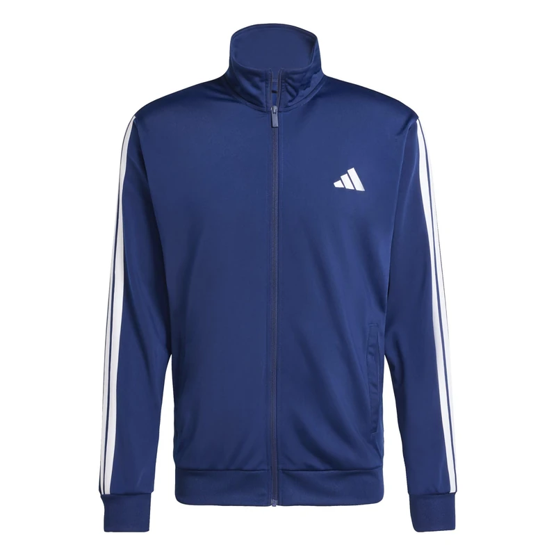 adidas Men's SPORTSWEAR BASIC 3 STRIPES TRICOT TRACKSUIT, Dark Blue, XXL