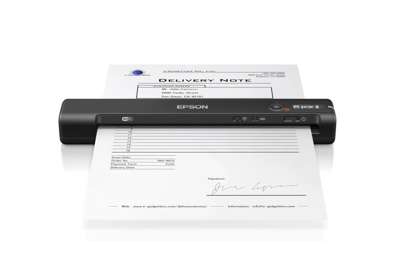 Epson Workforce ES-60W Wireless Ultra Portable A4 Document Scanner with Li-ion battery (300 page) and USB 3.0, 200-1200dpi, 4 seconds per page