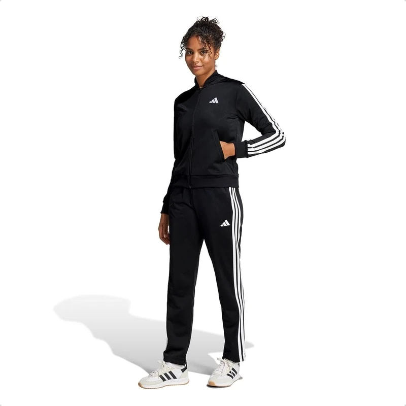 adidas Women's ESSENTIALS 3-STRIPES TRACKSUIT, Black, L