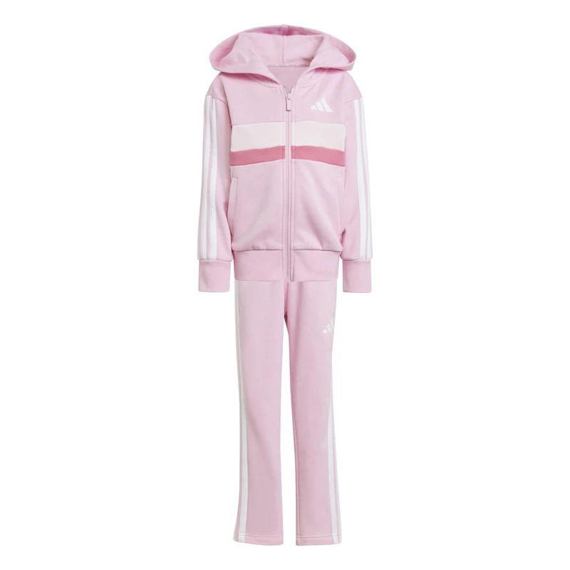 adidas Unisex Kids SEASONAL ESSENTIALS TIBERIO 3 STRIPES FLEECE TRACKSUIT, true pink/white/clear pink, 3-4 Years