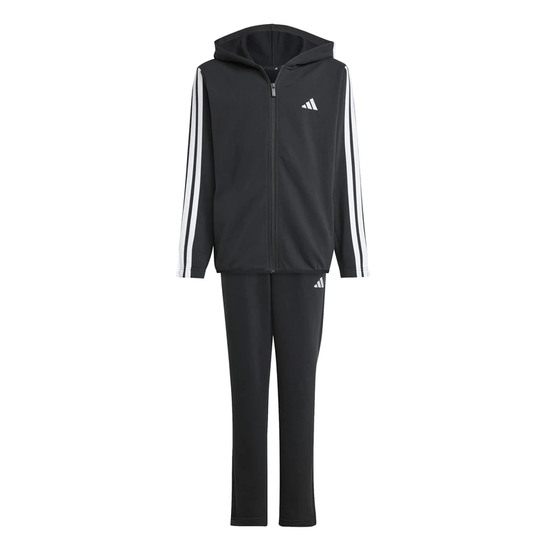 adidas Unisex Kids ESSENTIALS 3 STRIPES TRACKSUIT, black/white, 13-14 Years