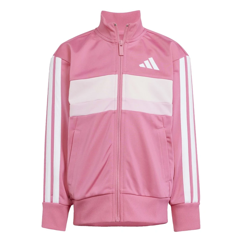 adidas Unisex Kids SEASONAL ESSENTIALS TIBERIO 3 STRIPES TRICOT TRACKSUIT, Pink Fusion/White/Clear Pink, 4-5 Years