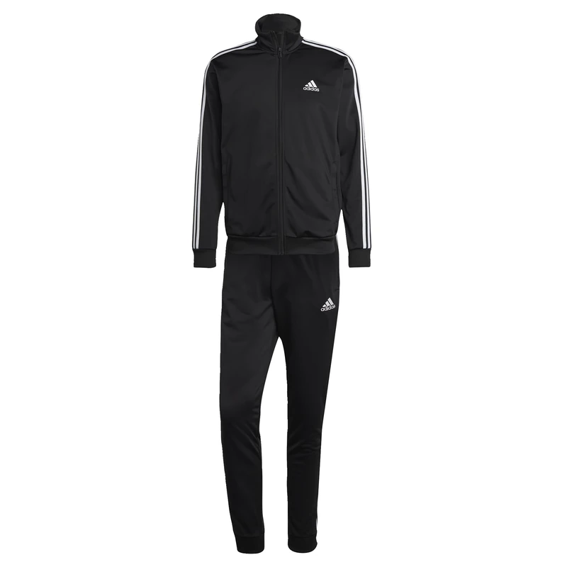 adidas Men's SPORTSWEAR BASIC 3 STRIPES FLEECE TRACKSUIT, Black, XS Short