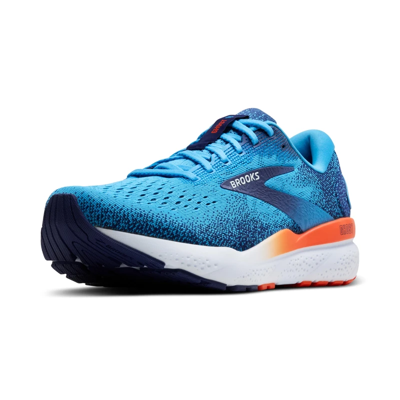 BROOKS Mens Ghost 16 Sneaker, Bonnie Blue Blue Ribbon Orange, 12 UK