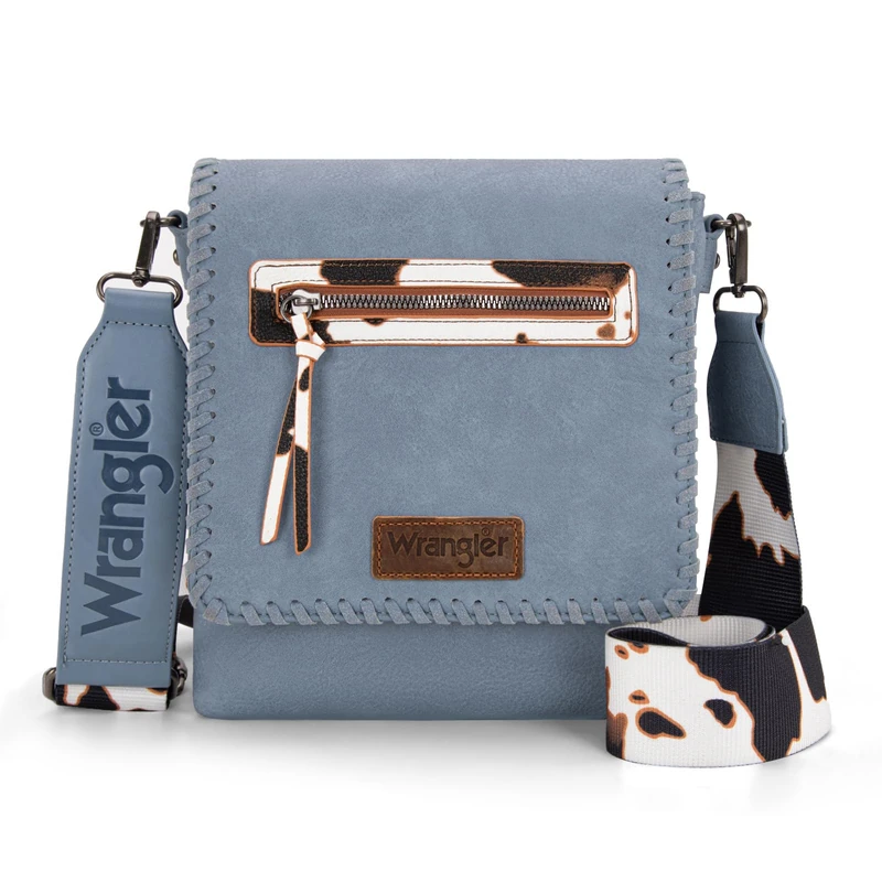 Wrangler Crossbody Bags for Women Vintage Hand Woven Shoulder Purse, Cow-blue