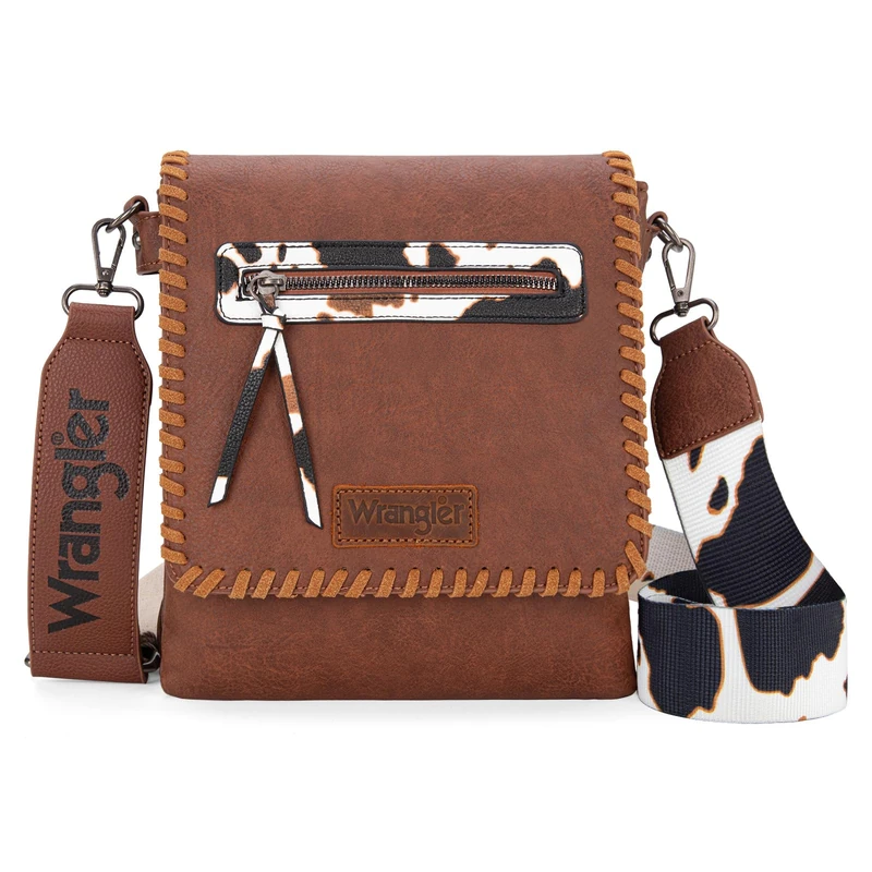 Wrangler Crossbody Bags for Women Vintage Hand Woven Shoulder Purse, Cow-brown Sugar