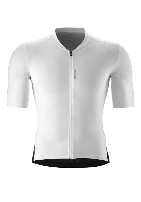 Gonso SITIVO Men's Cycling Jersey, Breathable Full Zip Jersey, White, Size S