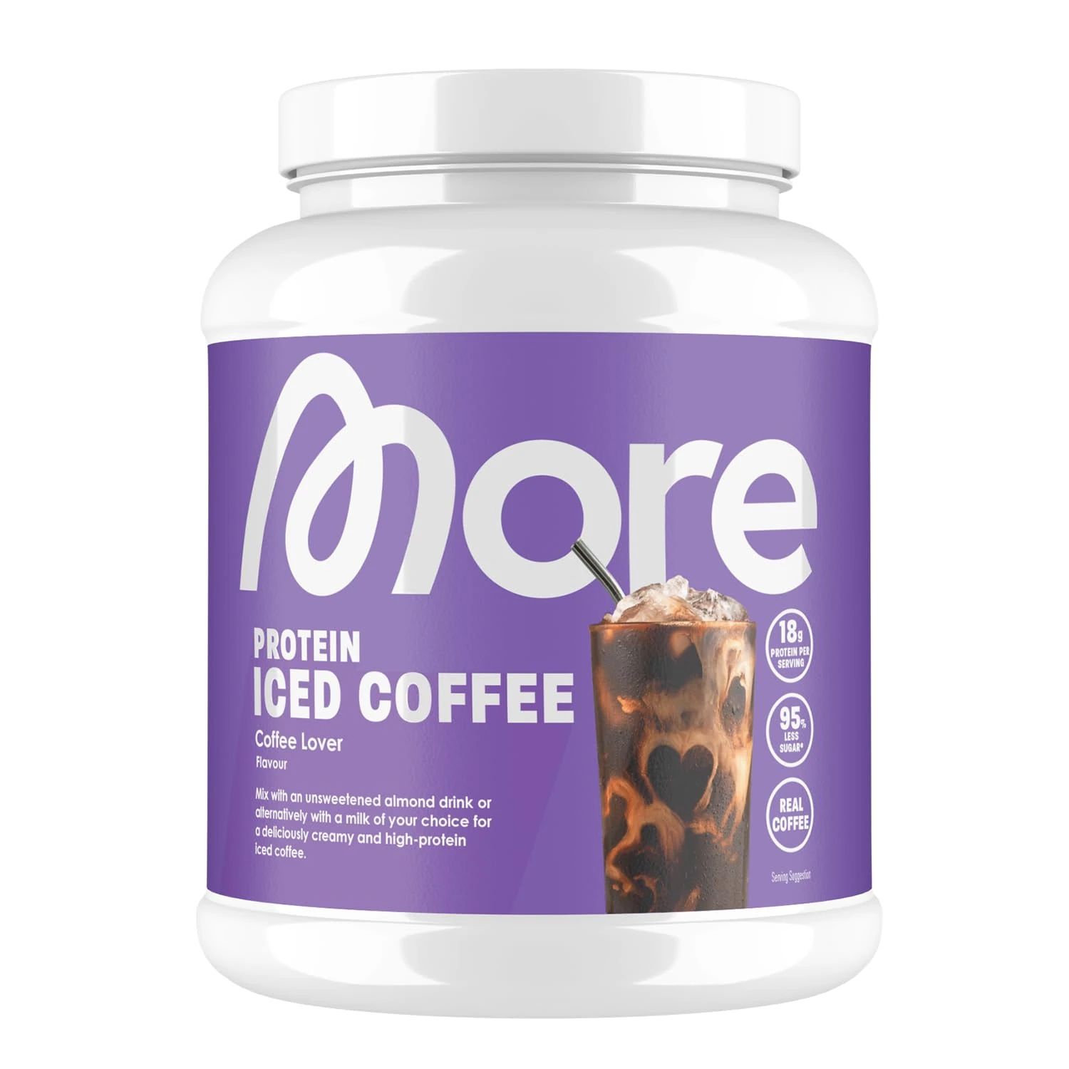 More Protein Iced Coffee, Coffee Lover, 500 g, 1.1 lbs, 20 Servings, Protein Powder with Instant Coffee, Low in Sugar and Fat – Made in Germany
