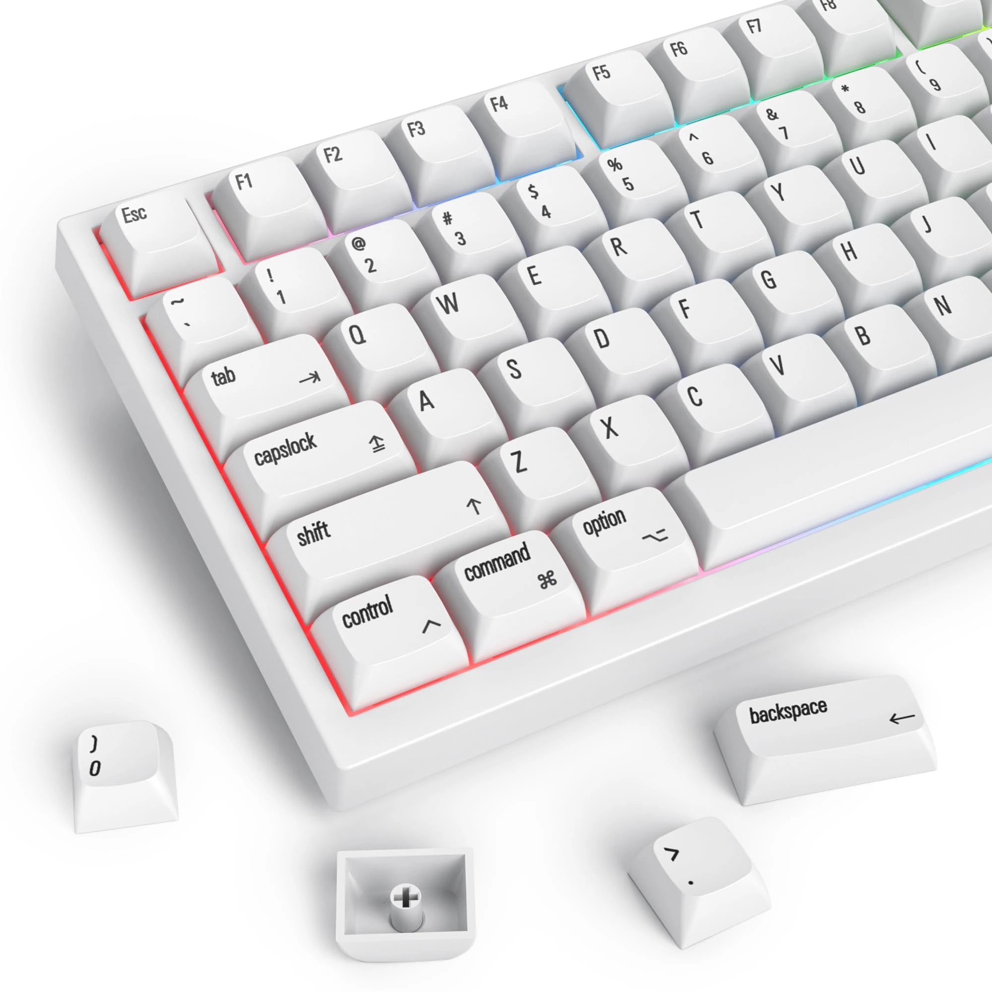 SOLIDEE 128 Keys PBT XDA Profile Keycaps, Double Shot PBT, Minimalist White, Custom for Cherry Gateron MX Switches Mechanical Keyboard