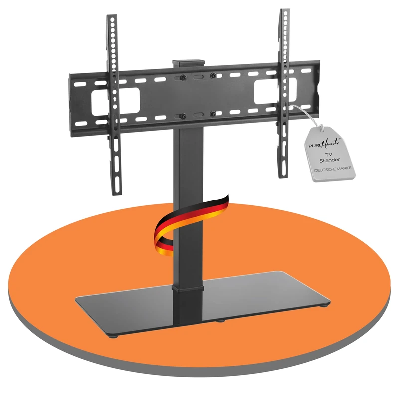 PureMounts Universal TV Stand for 37-70 Inch TVs, Max. VESA 600x400 & 40kg, Black