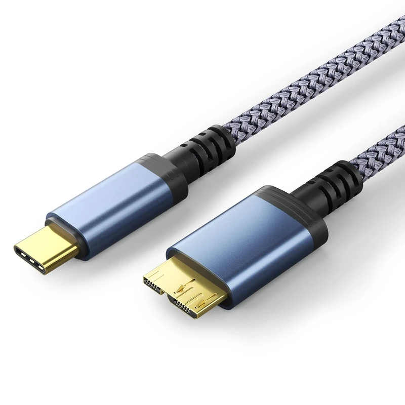 USB C Hard Drive Cable 1M, Type C to USB3.0 Micro B Drive Cable Compatible With Portable External Hard Hrives Such as WD Elements, Seagate Expansion, Toshiba, Samsung M3, Galaxy S5, LaCie, Maxtor