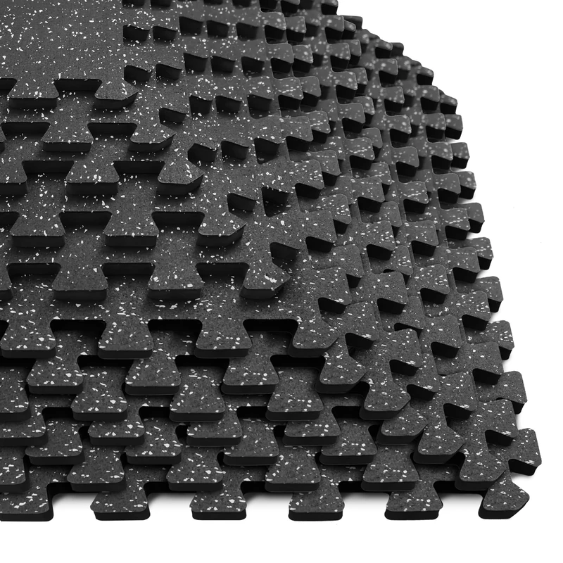 Yes4All Rubber Gym Flooring for Home Gym, 0.56" Thick Gym Flooring Tiles, EVA Foam Mats with Rubber Top, Protective Flooring Mat