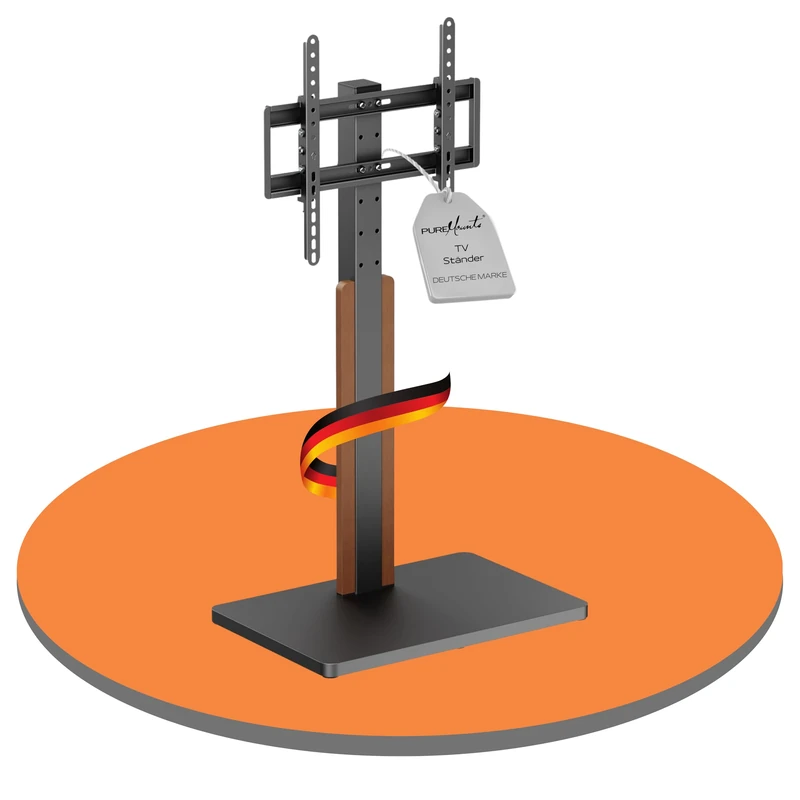 PureMounts TV Stand, TV Stand, Universal TV Stand for 32-65 Inch Samsung, LG, Philips, Panasonic and Many More Max. Vesa 400x400 & 40kg, Black