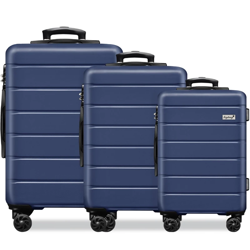KEYTANG Explorer Lightweight Hardside Expandable Luggage Spinner Wheels Suitcase W/TSA Lock, Navy Blue, New-3 Piece Set, Explorer Lightweight Hardside Expandable Luggage Spinner Wheels Suitcase W/TSA