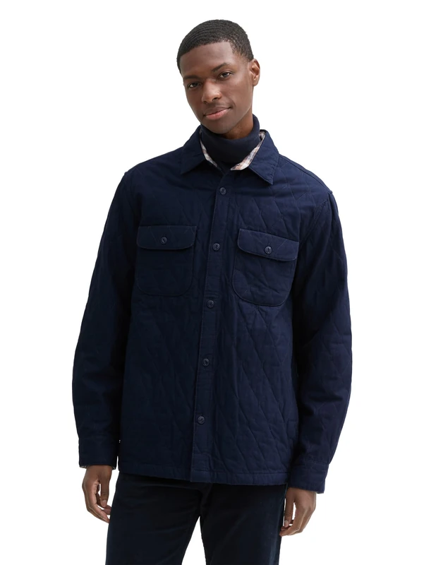 TOM TAILOR Men's Overshirt Quilted Jacket, 10668 - Sky Captain Blue, XXL