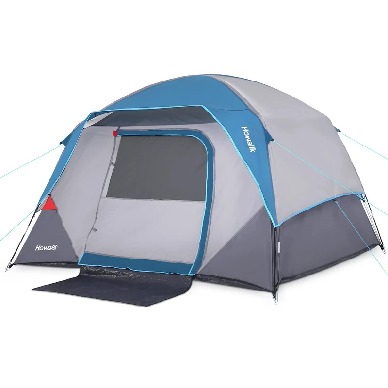 Camping Tent, Tent for Camping, Easy Set up Camping Tent 4 Person and 6 Person for Hiking Backpacking Traveling Outdoor, Light Blue, 2.8ft (L) x 7ft (W) x 58in（H