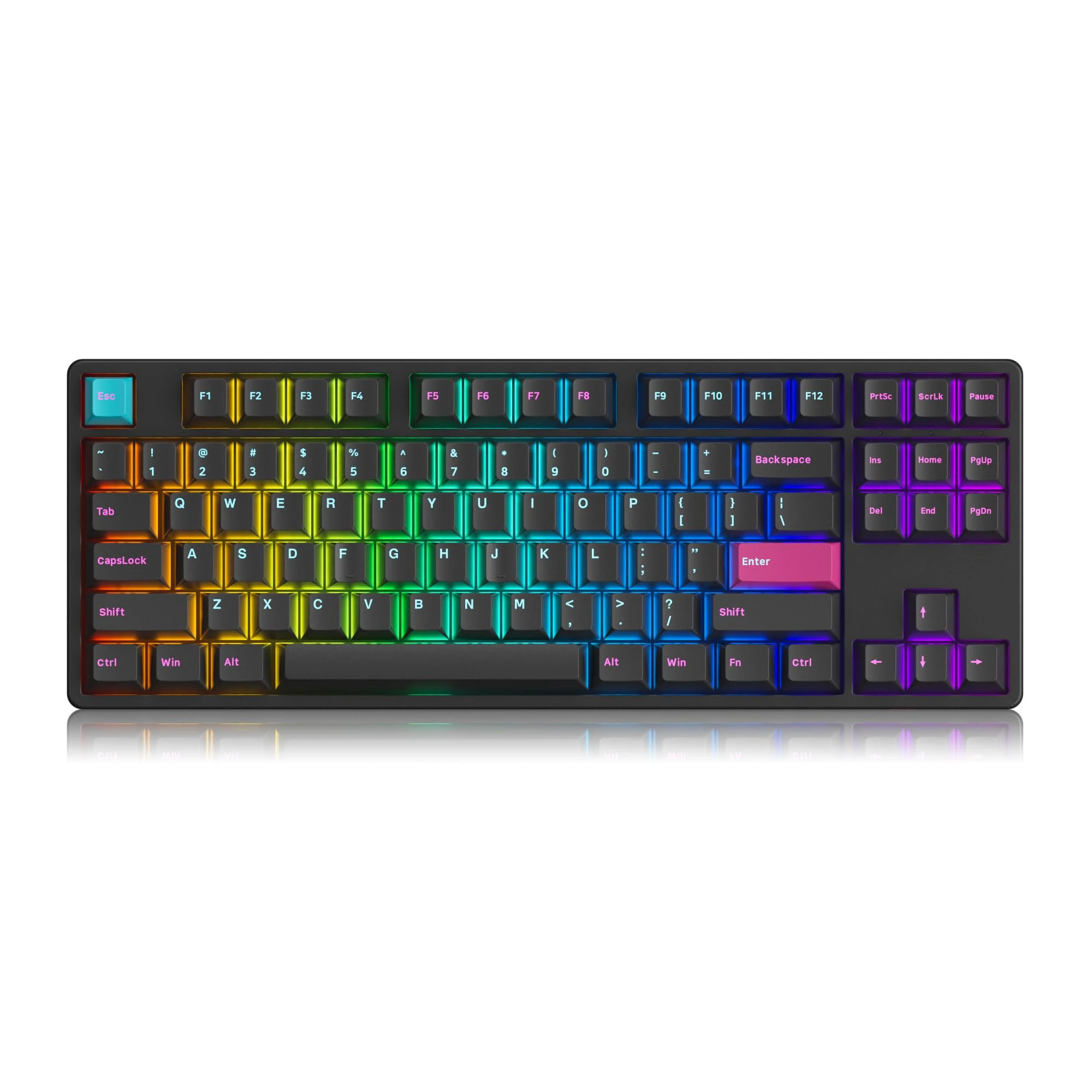 Akko 5087S RGB Mechanical Keyboard Wired, 87 Keys TKL Gaming Keyboard, Supports QMK/VIA Programmable, Hot-Swappable, PBT Keycaps, 100% Anti-Ghosting for PC Mac (Midnight, Cream Yellow)