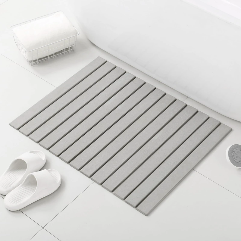 KEYCHAD Large Stone Bath Mat, 31"x 23.5" Non-Slip Diatomaceous Earth Bath Mat, Ultra-Absorbent Quick-Drying Stone Drying Mat for Kitchen Bathroom Pet Bowl, Rollable & Foldable Stone Bath Mat, Gray XL
