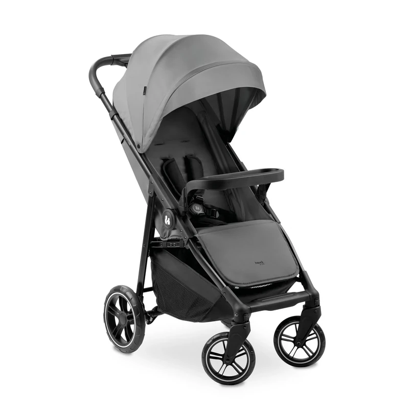 Hauck Shop N Care, Grey - Lightweight Pushchair (only 8.5 kg) with Snack Tray, Cup Holder & Raincover, Compact & One Hand Folding, Fully Reclining from Birth up to 22 kg