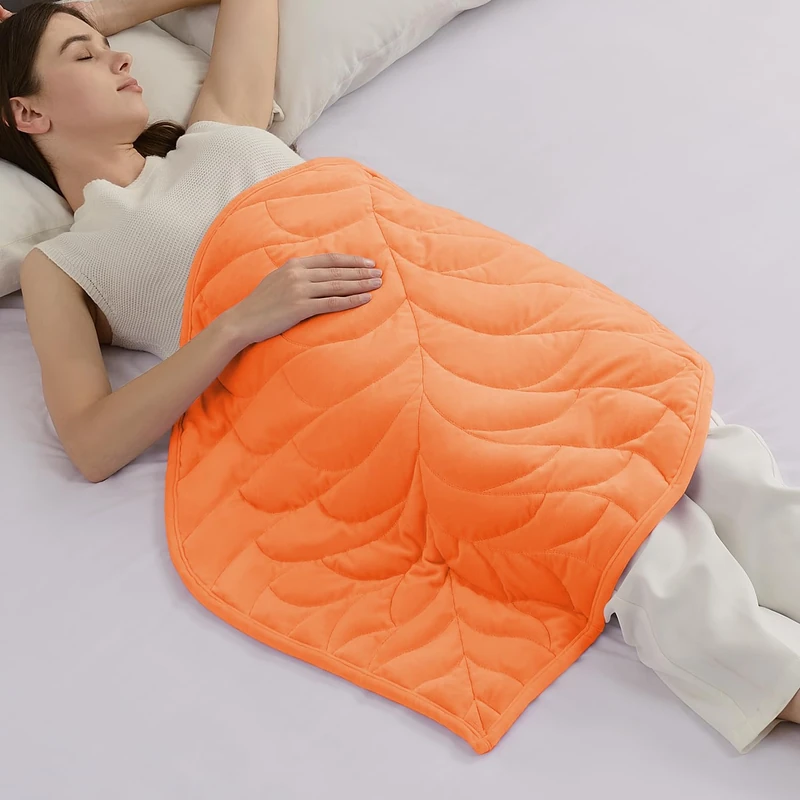 Kaisa Weighted Lap Blanket 5 lbs 23" x 29", Cozy Luxury Crystal Velvet Small Weighted Blanket for Adults, Portable Travel Weighted Blanket for Relaxation, All-Season Blanket, Machine Washable, Orange