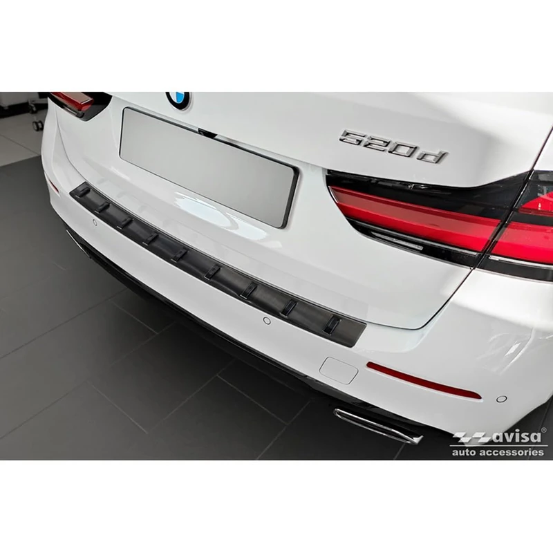 Avisa Black Stainless Steel Rear bumper protector compatible with BMW 5-Series G31 FL Touring 2020-2024 excl. M-Sport 'STRONG EDITION'
