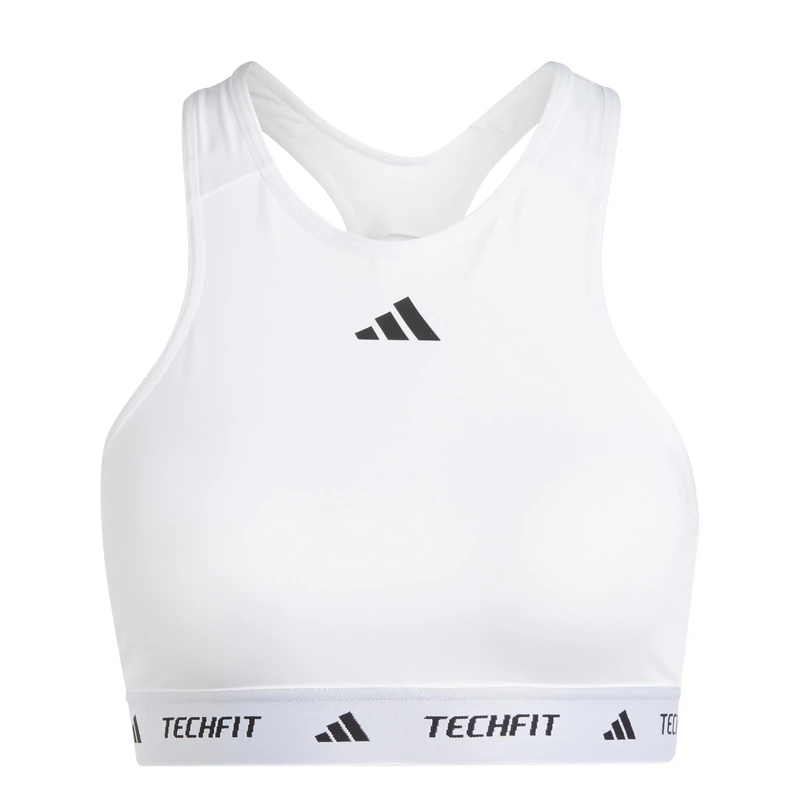 adidas Female Techfit Medium Support High Neck Bra, XL C-D White/Black