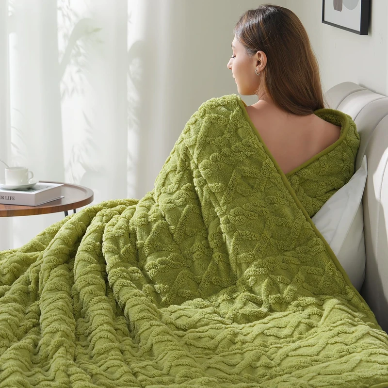 Drewin Weighted Blanket Twin Size for Adults 15lbs,Grass Green,48" x 72"
