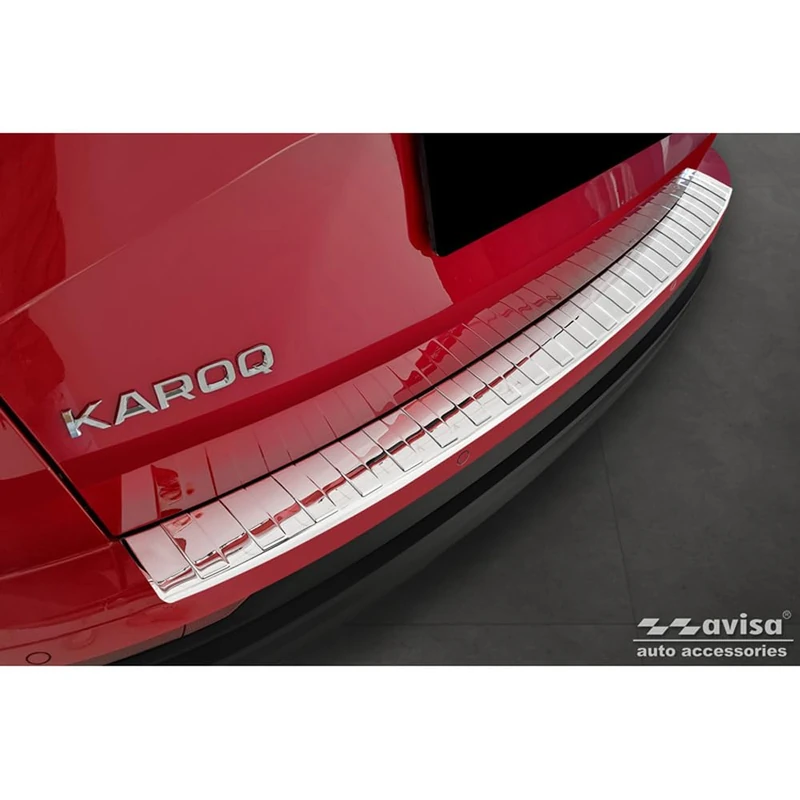 Avisa Chrome Stainless Steel Rear bumper protector compatible with Skoda Karoq Facelift incl. Sportline 2022- 'Ribs'