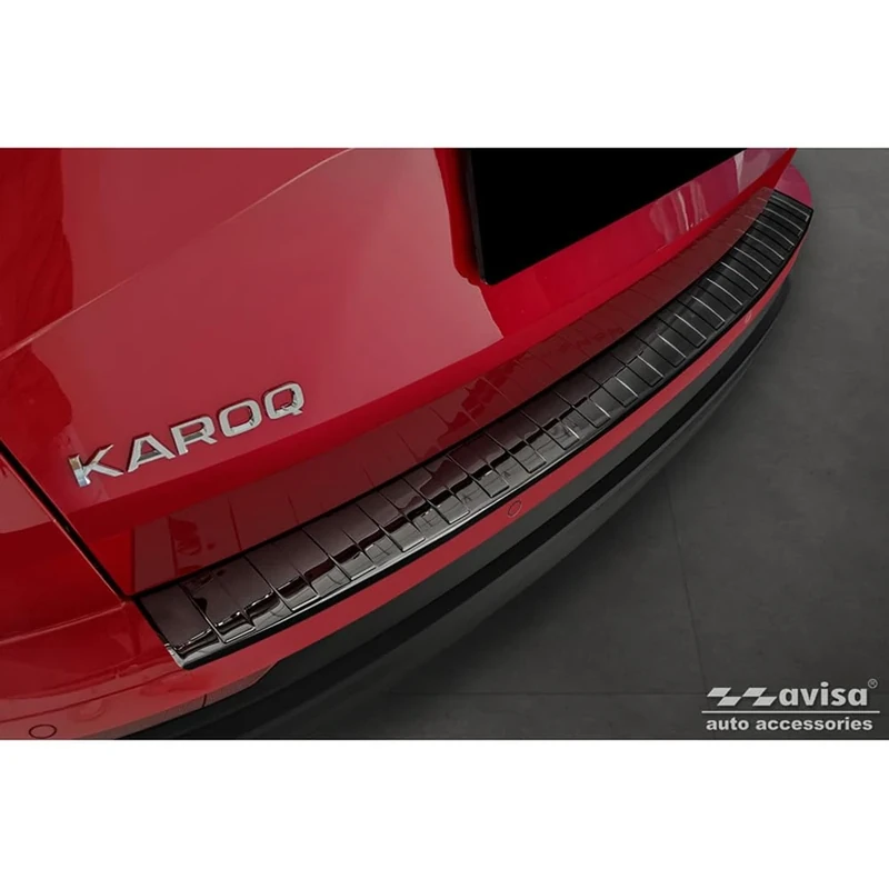 Avisa Black Mirror Stainless Steel Rear bumper protector compatible with Skoda Karoq Facelift incl. Sportline 2022- 'Ribs'