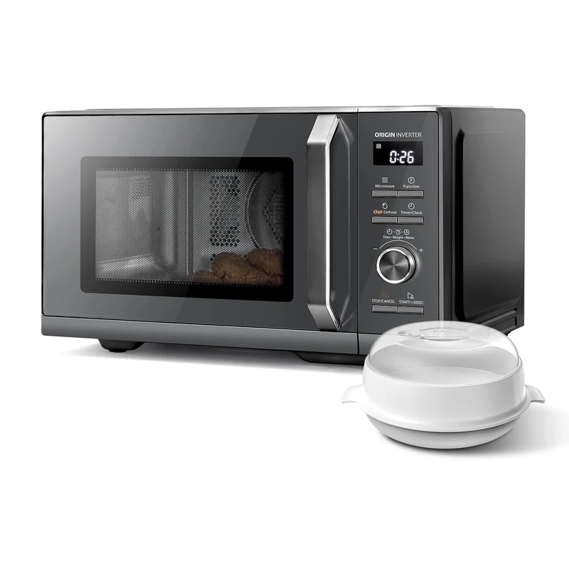 TOSHIBA 26L Air Fry Auto Menu Combo 6-in-1 900W Microwave Oven With Steamer in Morandi Grey, Inverter, Chef defrost, Convection, Combi., Steam, Grill, 10 power levels, 10 Auto Menus, MW3-AC26SFI(MG)