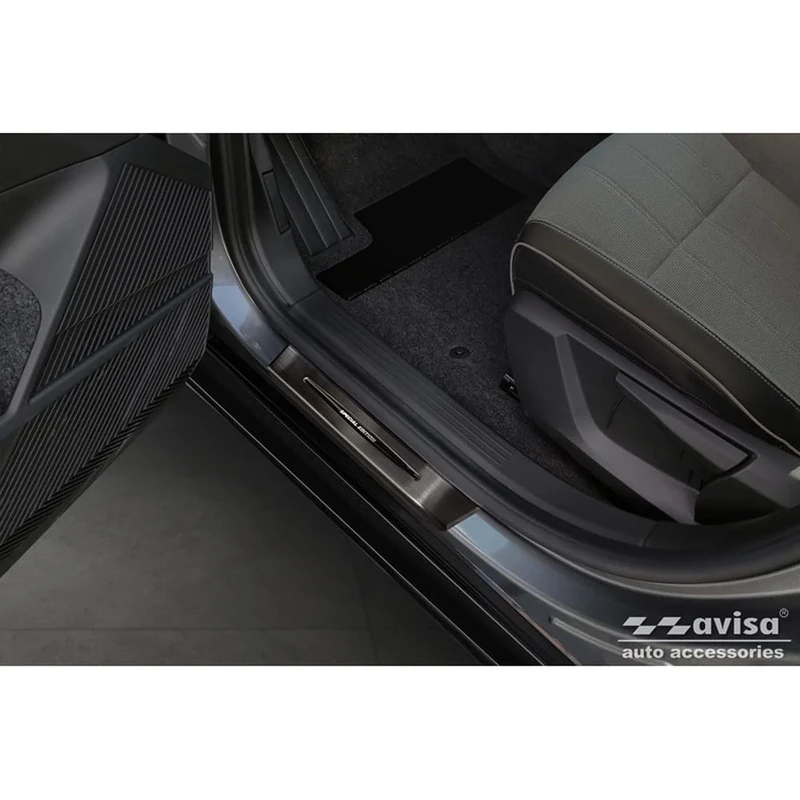 Avisa Black Inox door sill protectors compatible with Renault Megane E-Tech 2022- - 'Special Edition' - 4-pieces