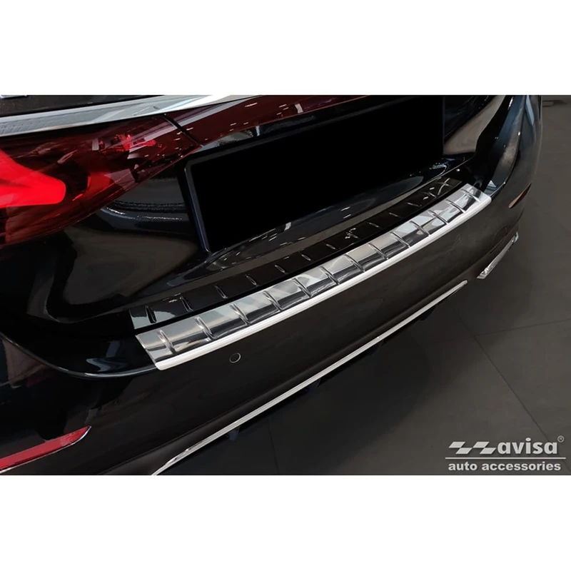 Avisa Stainless Steel Rear bumper protector compatible with Mercedes E-Class W214 Sedan 2023- 'Ribs'