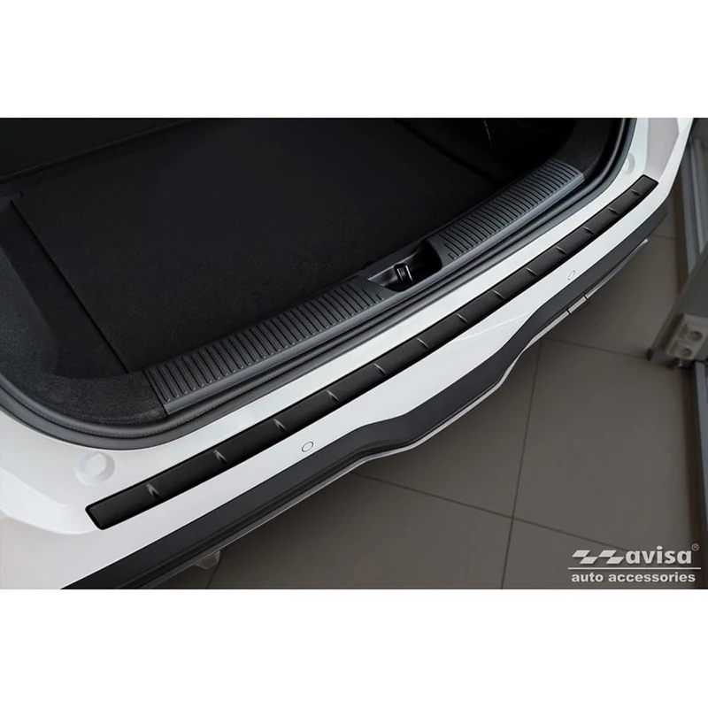 Avisa Matt Black Stainless Steel Rear bumper protector compatible with MG 4 (EV) 2022- 'Ribs'