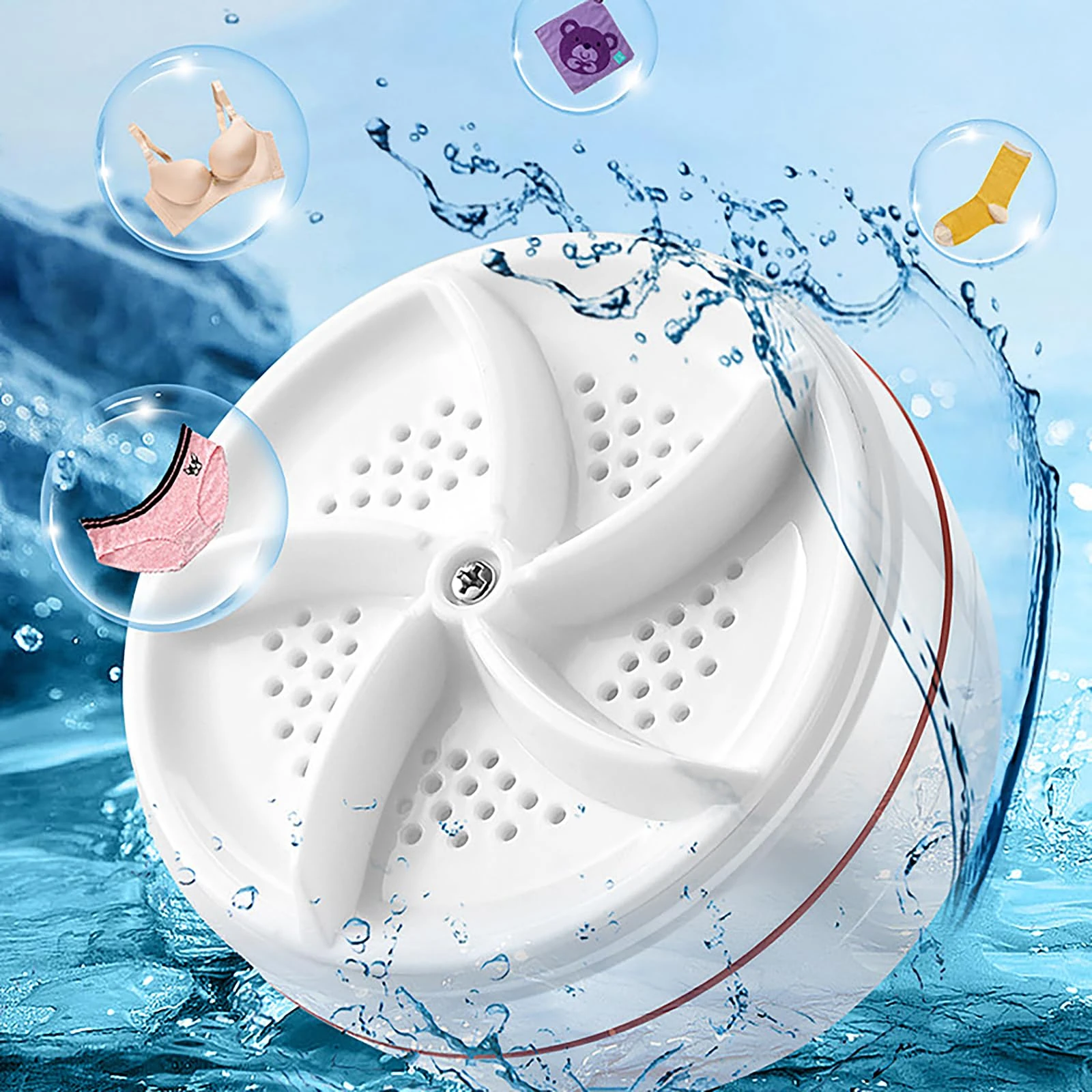 AMZTEMU Portable Mini Turbo Washer, Portable washing machine and dryer, Mini washing machine, Small washing machine for Underwear, Sock, Baby Clothes, Travel, Camping, RV, Dorm, Home