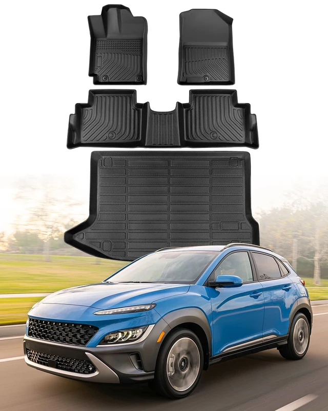 CreekT for Hyundai Kona Floor Mats 2018-2023, (No for EV)All Weather Heavy Duty Waterproof Floor mats & Cargo Liner for Hyundai Kona Accessories 2023 2022 2021 2020 2019 2018 SE SEL Limited Preferred