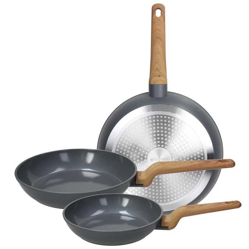 Tognana T-Care Set of 3 Frying Pans 20/24/28 cm, Aluminium, Dark Grey