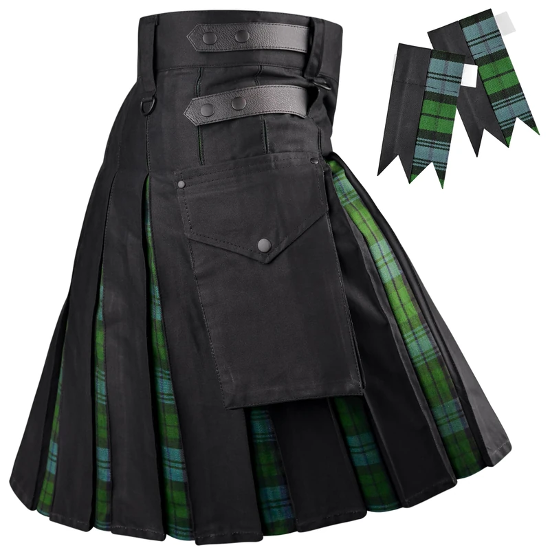 Hybrid Utility Kilts for Men Scottish Traditional Kilt with Flashes, Ancient Campbell, 34-36 - Image 1