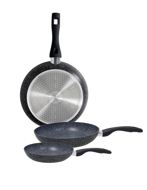 Tognana Black Gemstone 3-Piece Frying Pan Set 20/24/28 cm, Aluminium, Black
