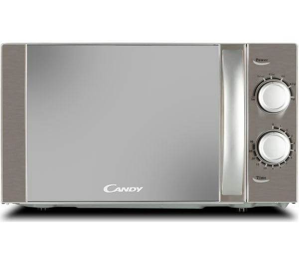 Candy 20 litre, 700w manual control, solo small microwave, 6 power levels, defrost function, countdown timer, audible end of program alarm- Silver- CMW20MSS-DX