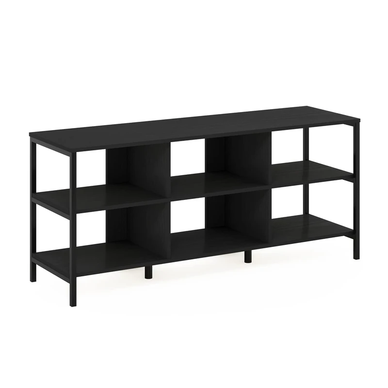 Furinno CLASSIC Modern Living TV Stand, TV Entertainment Center with Open Shelves, for TVs up to 60 Inch, Americano/Black - Image 1