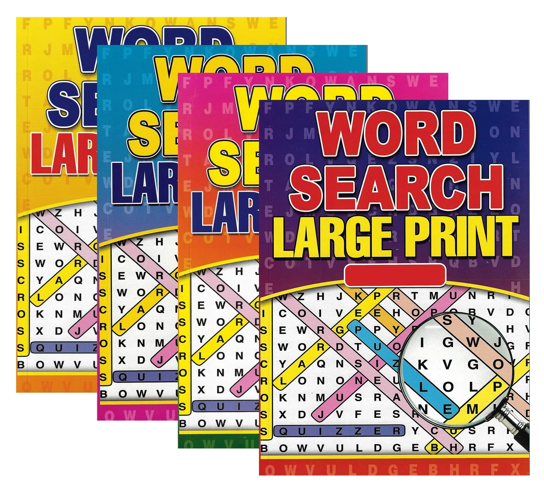 WF Graham Pack of 4 Large Print A4 Word Search Books for Adults | Adult Activity Book with over 50 Fun and Challenging Wordsearch Puzzles Per Book | Gift for Elderly or Partially Sighted People