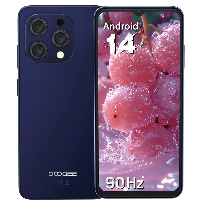 DOOGEE N55PRO Mobile Phones, Newest Android 14 Phone 2025, 16GB+256GB Smartphone, 6.56 Inch HD+ 90Hz, 5150mAh, Octa-Core, 13MP+8MP Camera, Widevine L1/ 5G WIFI/OTG/GPS/Face Unlock, Deep Blue