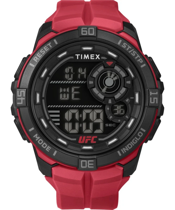 Timex Men's UFC Rush 52mm Watch, Red Strap Digital Dial Black Case