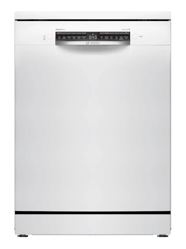 Bosch SMS4EMW06G Series 4, Freestanding Dishwasher 60cm, Home Connect, ExtraDry, Remarkably quiet, Glass Care, Rackmatic Adjustable Basket, Smart Start, ExtraShine Option, AquaStop, White