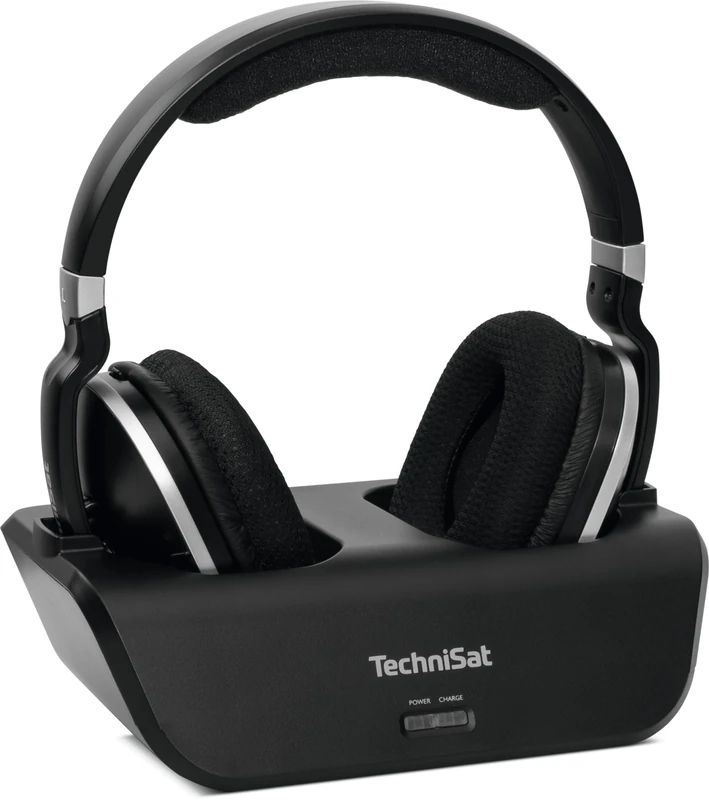 TechniSat STEREOMAN 2 V2 Wireless 2.4 GHz Wireless Headphones for Televisions and Music Systems with Docking Station, AUX-in, Audio Input Optical Black
