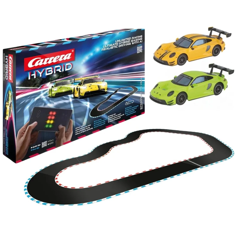Carrera Hybrid 50050001 "Speedway to Hell" Porsche 911 GT3 R 1:50 Scale AI-Supported Race System with Working Lights & USB-C Charging
