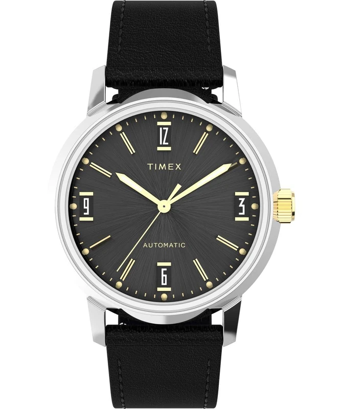 Timex Men's Analogue Automatic Watch with a Leather Strap Marlin Automatic