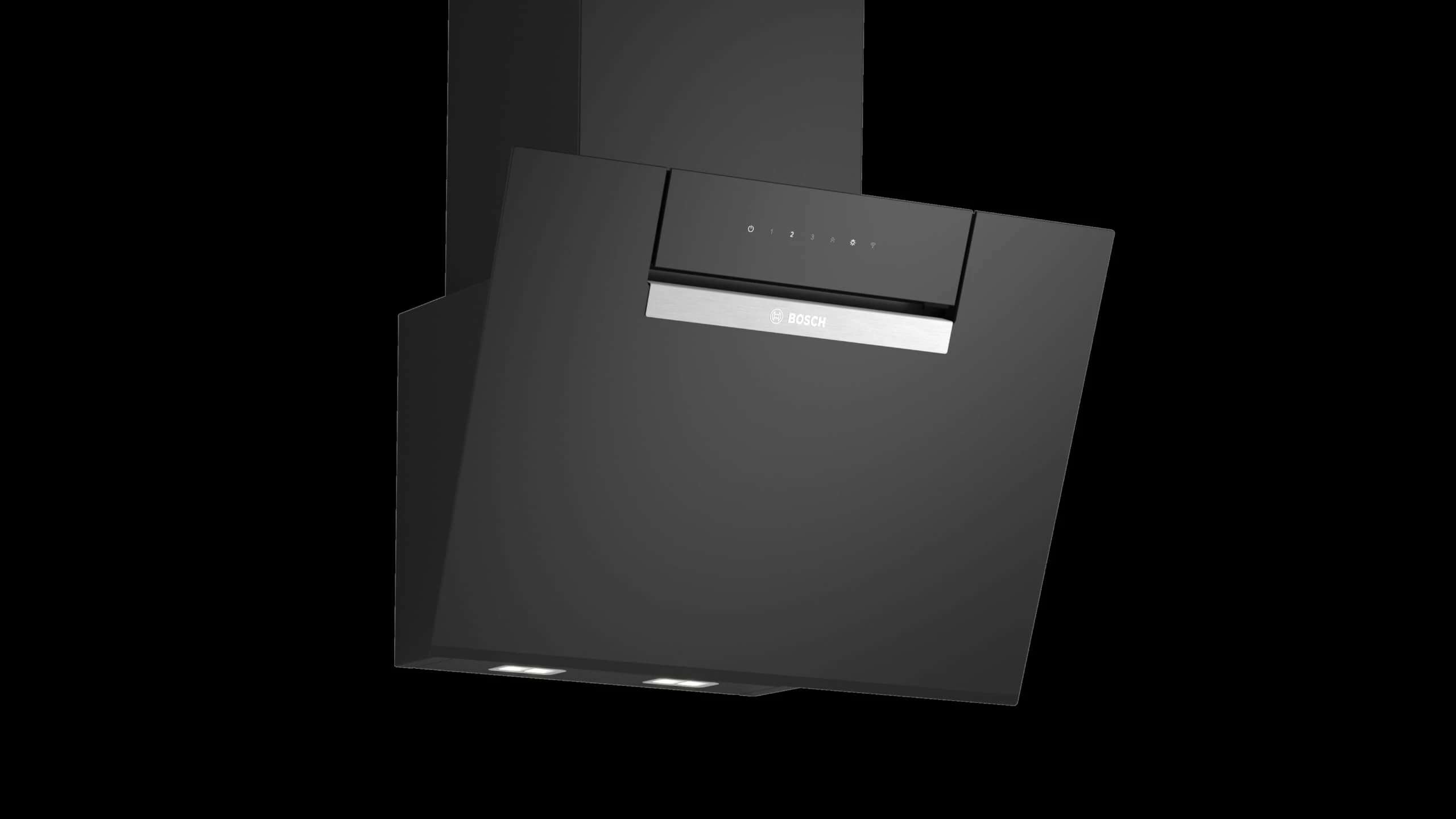 Bosch DWK67FN60B Series 4, Wall-mounted cooker hood 60 cm clear glass black printed