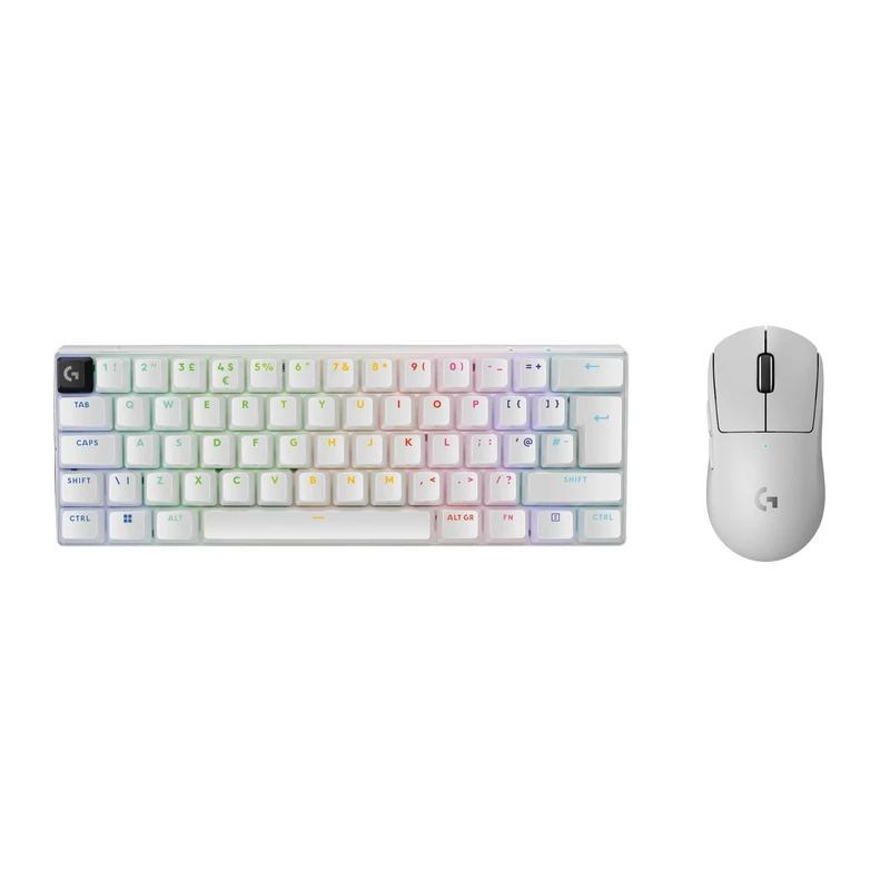 Logitech G PRO X 60 Lightspeed Wireless Gaming Keyboard, Ultra Compact TKL 60% Mechanical Keyboard for PC (QWERTY UK) + PRO X Superlight 2 Lightspeed Wireless Gaming Mouse - White