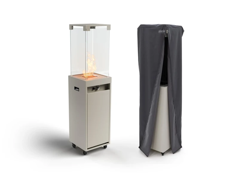 Planika - Faro - Portable Patio Heater - 8 KW Gas Propane Fireplace Outdoor, Garden (Silk Grey + Cover) - Image 1